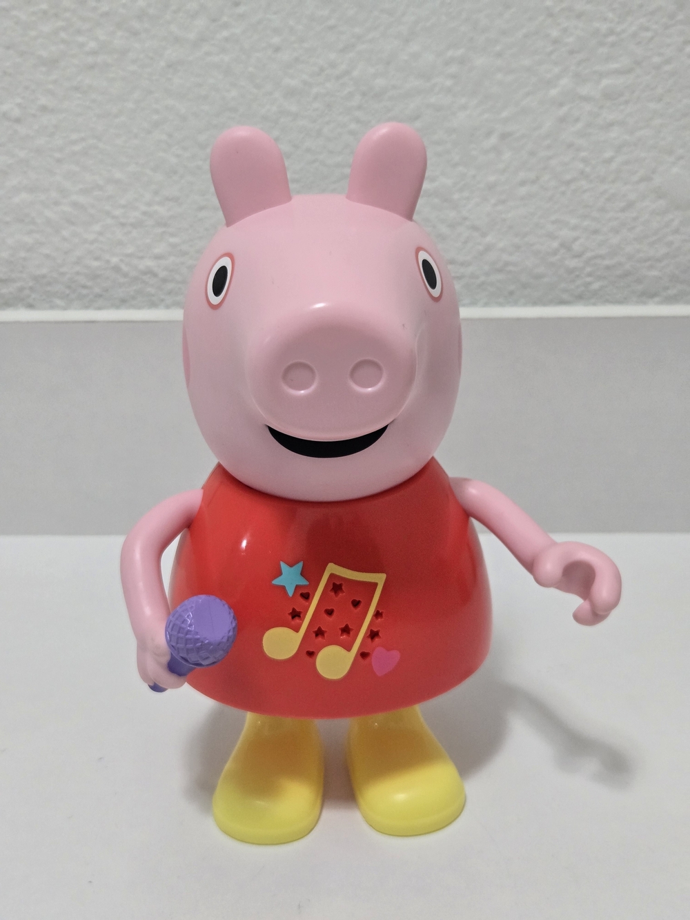 Pink Singing Peppa Pig  Toy Figure with Red Outfit and Yellow Boots